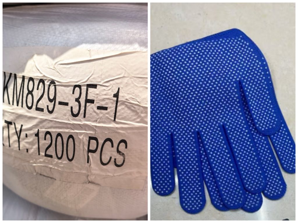 Guantes de trabajo azul puntos