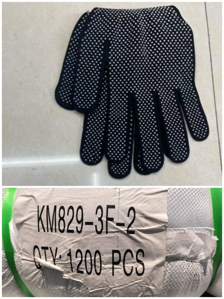 guantes de trabajo negro puntos