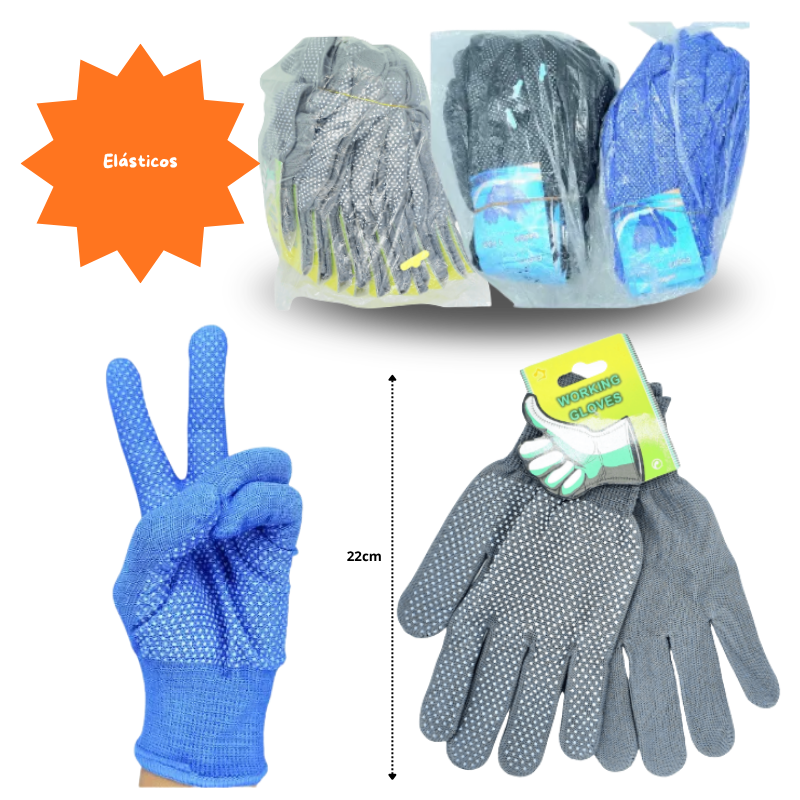guantes de trabajo puntos grises