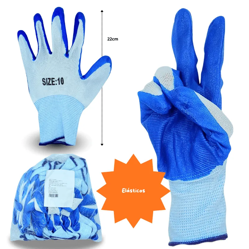 [KM829-3F-4] guantes de trabajo azul alto calibre